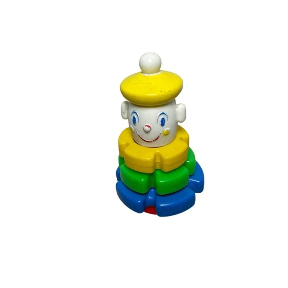 Vintage Fisher Price Clown‎ Stacker Toy Plastic Colorful Rings Nursery Decor